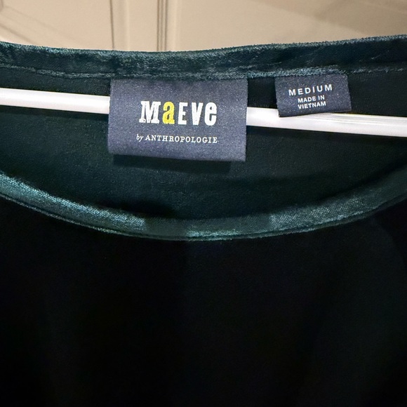 Anthropologie Maeve Candace Velvet Dark Green Top - Picture 4 of 9